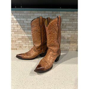 Vtg Texas Imperial Golden Buckboard Cowboy Boots M81 Handmade Distressed Leather